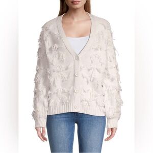 REVOLVE 525 fringe cardigan with buttons oversized women size xs in cream NWOT